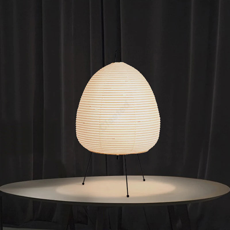 Japanese Design Paper Table Lamp Tripod Rice Paper Table Lamp Japanese Style Lantern Lamp Led Desk Lamp for Bedroom