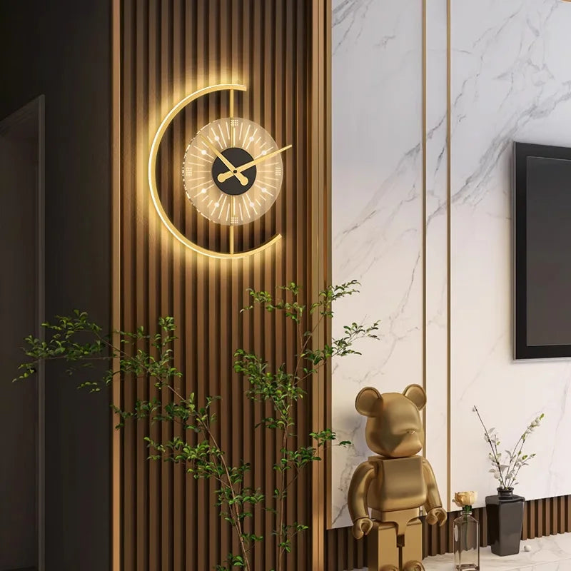 Modern LED Clock Wall Lamp for Bedroom Living Dining Room Aisle Porch Home Decoration Wall Sconce Indoor Lighting Fixture Luster
