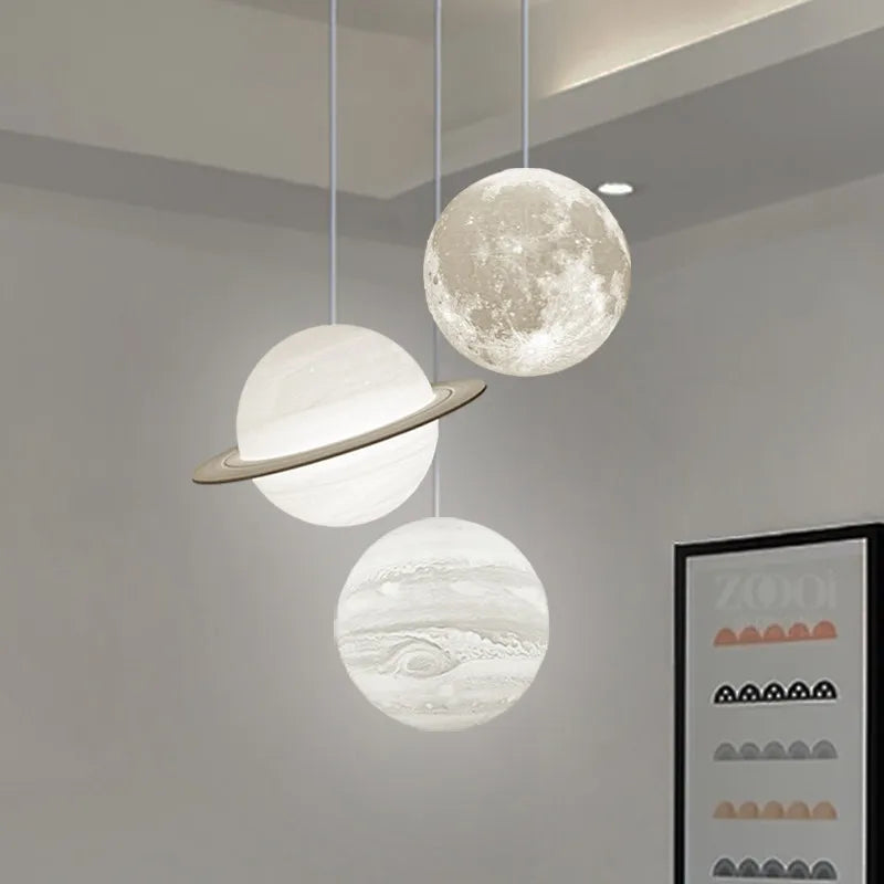 Stars and Moon Series Pendant Light Creative Three-Head Hanging Lamp for Nordic-Style Living Room Bedroom Dining Area Home Decor