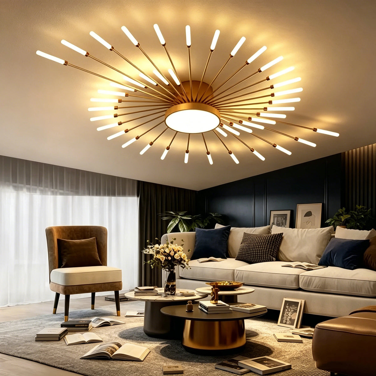 Creative Fan-shaped Rotating Living Room Light Lustre Home Decoration Bedroom LED Ceiling Lamp Modern Dining Room Pendant Lights