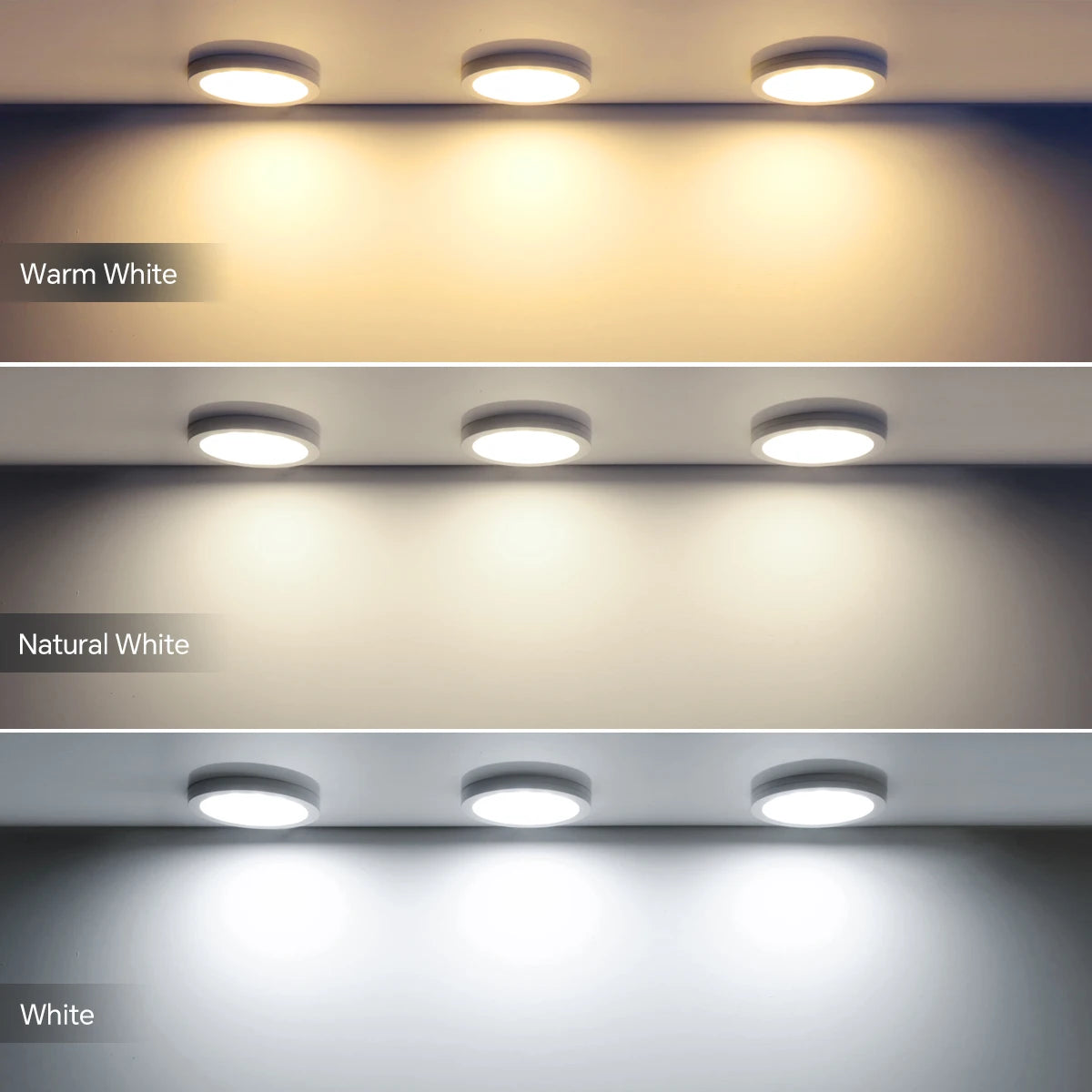 1-6pcs Ultra-Thin LED Ceiling Panel Light 5W 12V Dimmable Touch Sensor Puck Light for Closet Display Shelf Cabinet Wall Lighting