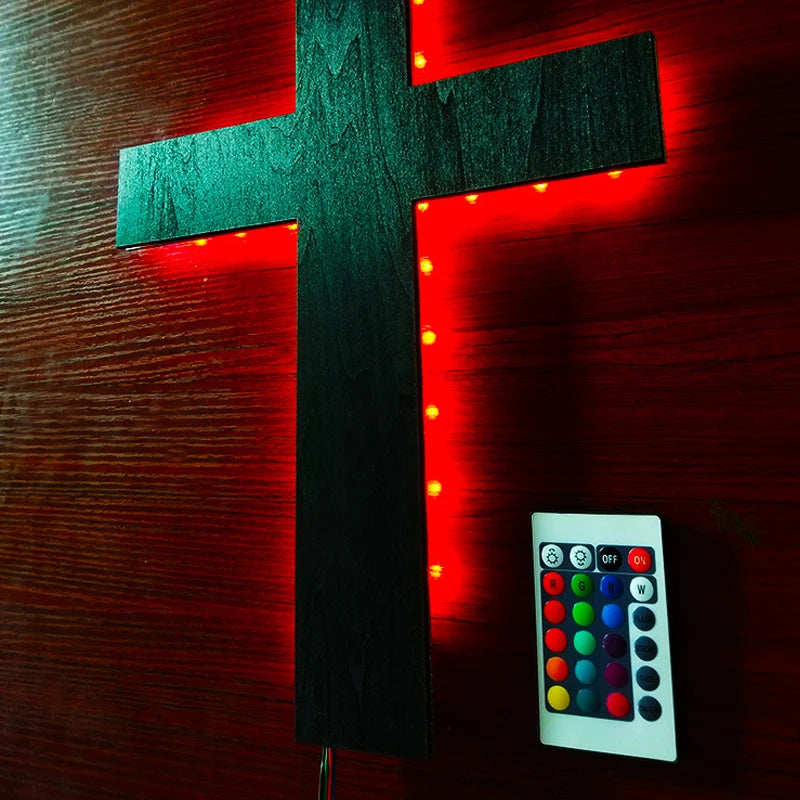 ZK50 Creative Cross Night Light USB Colorful Remote Control Creative Wall Lamp Home Decoration Lighting Fixture Cable 2 Meters