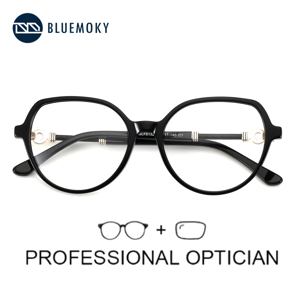 BLUEMOKY Stylish Design Acetate Prescription Glasses For Women Round Anti Blue Light With Graduated Lenses Optical Eyeglasses