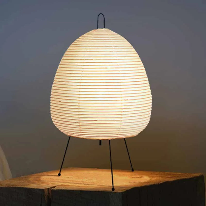 Japanese Design Paper Table Lamp Tripod Rice Paper Table Lamp Japanese Style Lantern Lamp Led Desk Lamp for Bedroom