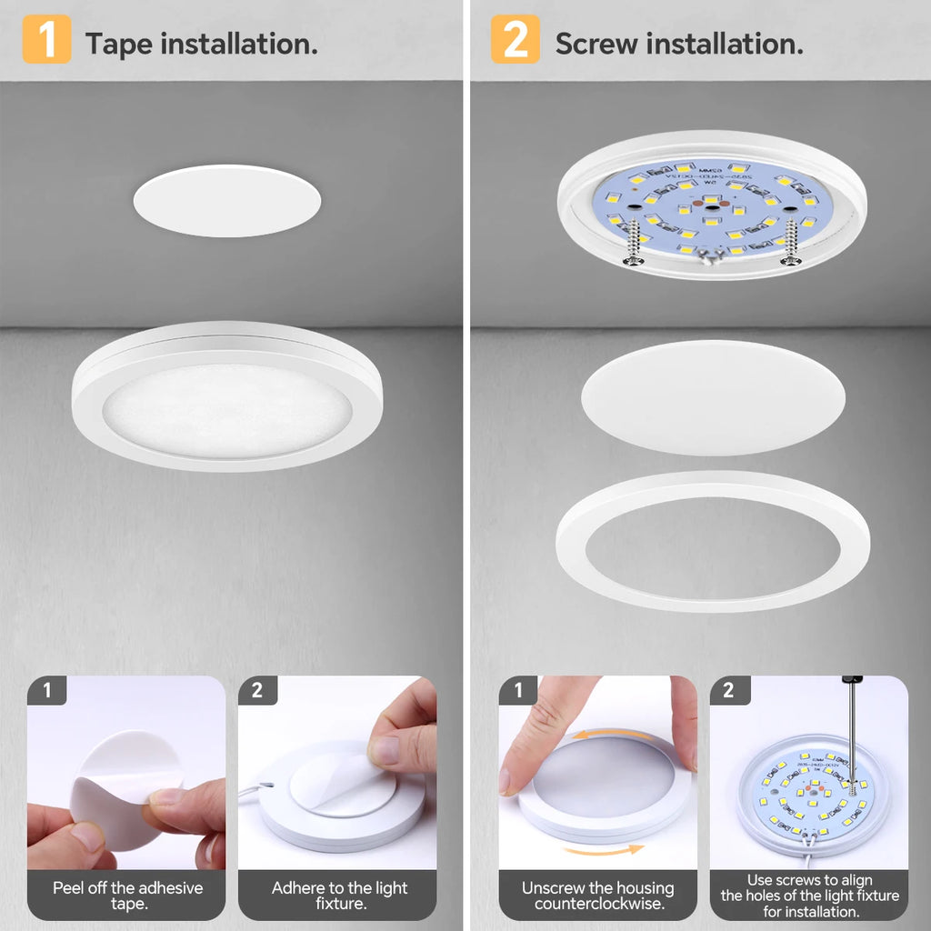 1-6pcs Ultra-Thin LED Ceiling Panel Light 5W 12V Dimmable Touch Sensor Puck Light for Closet Display Shelf Cabinet Wall Lighting