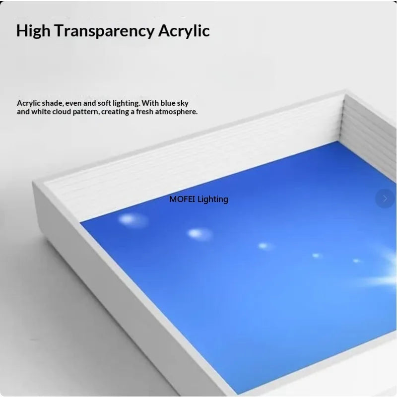 Modern Smart Integrated LED Ceiling Light Sky Blue Clouds Effect Daylight Simulation Kitchen Home Lighting Room Decor Fixture