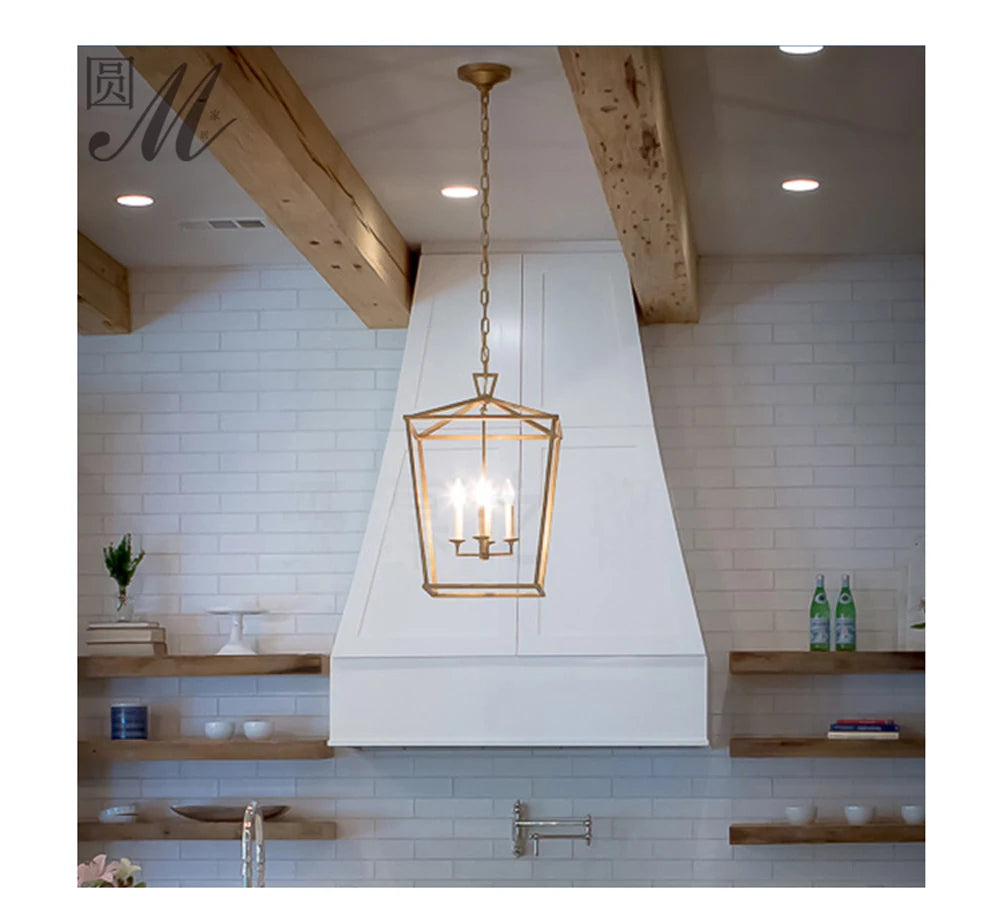 Retro American Gold Pendant LIght For Dining Room Chandelier Lighting Lustre Hanging Lamps Suspension Luminaire Lampen For Foyer